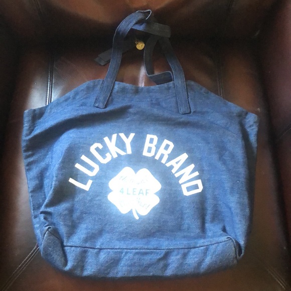 LUCKY 🍀 BRAND DENIM LARGE TOTE BAG 16x16x4” - Picture 9 of 10